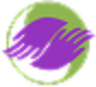 Purple and green hands logo on black.
